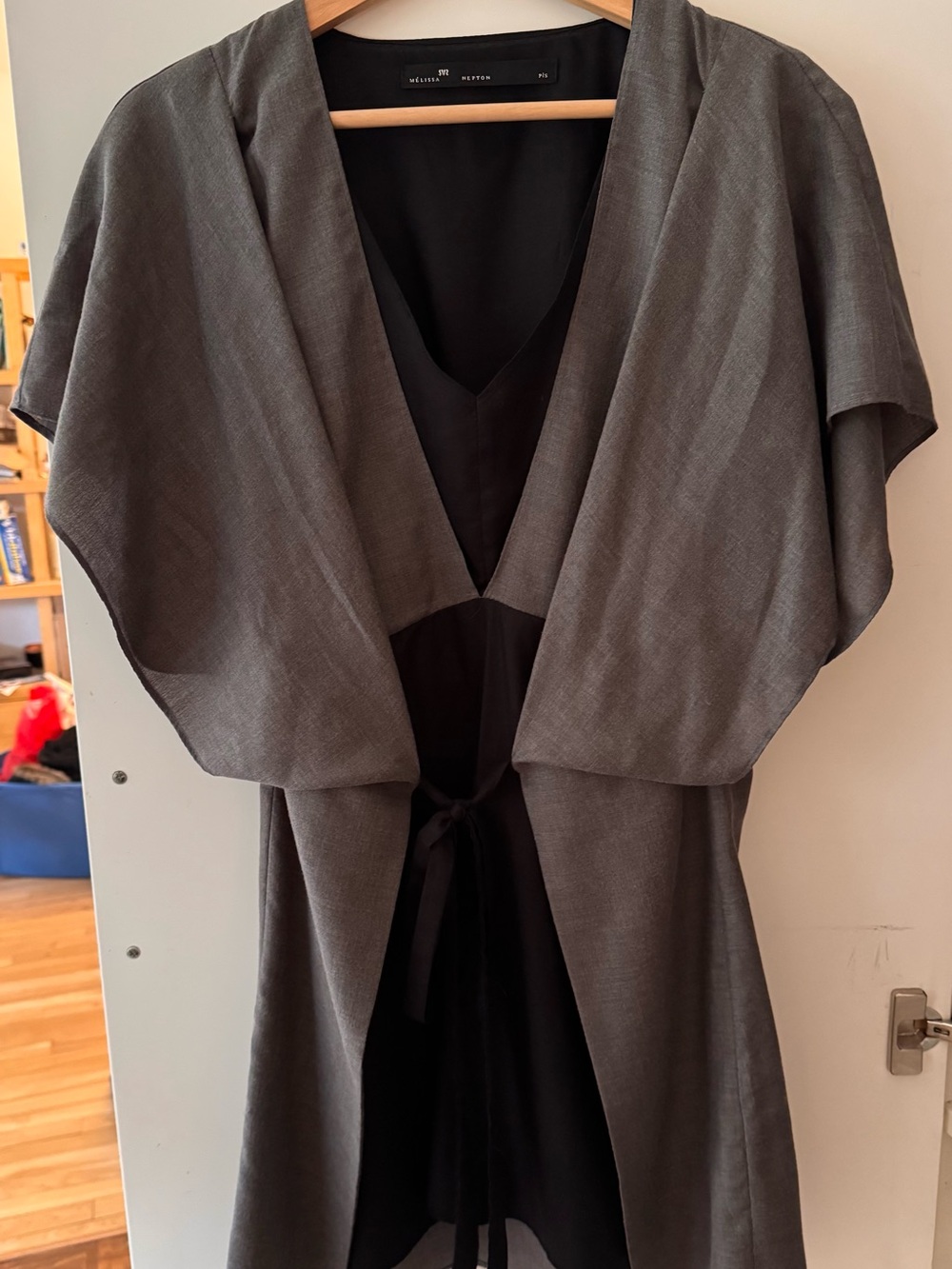 Melissa Nepton Gray & Black Draped Top | Made in Montreal | P/S
